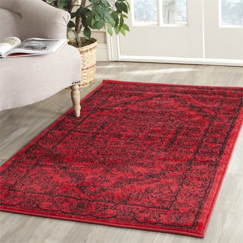 Safavieh Adirondack 11' X 15' Power Loomed Rug in Red and Black