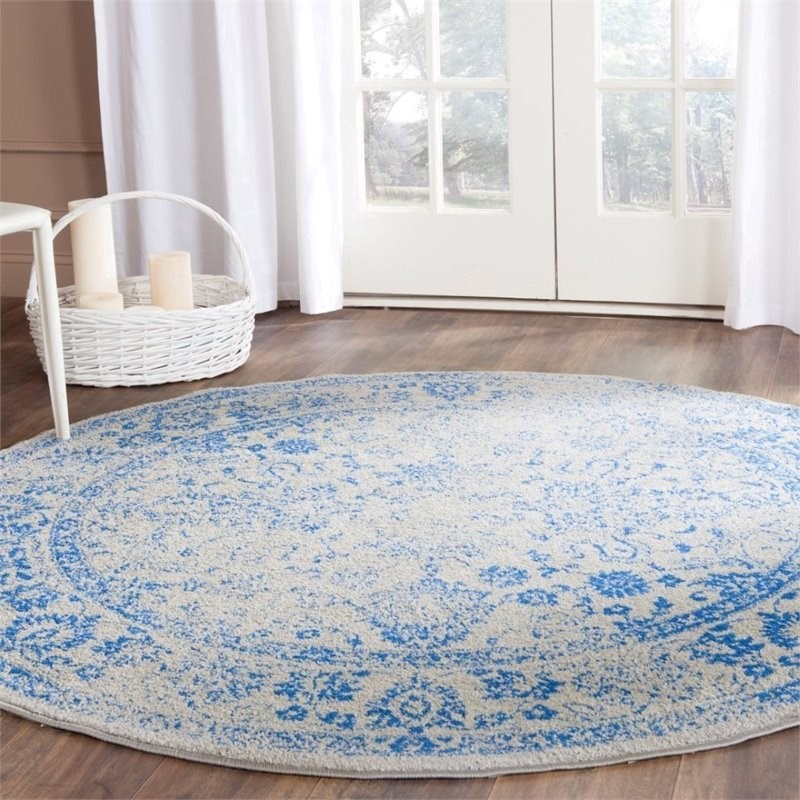 Safavieh Adirondack 10' Round Power Loomed Rug in Gray and Blue