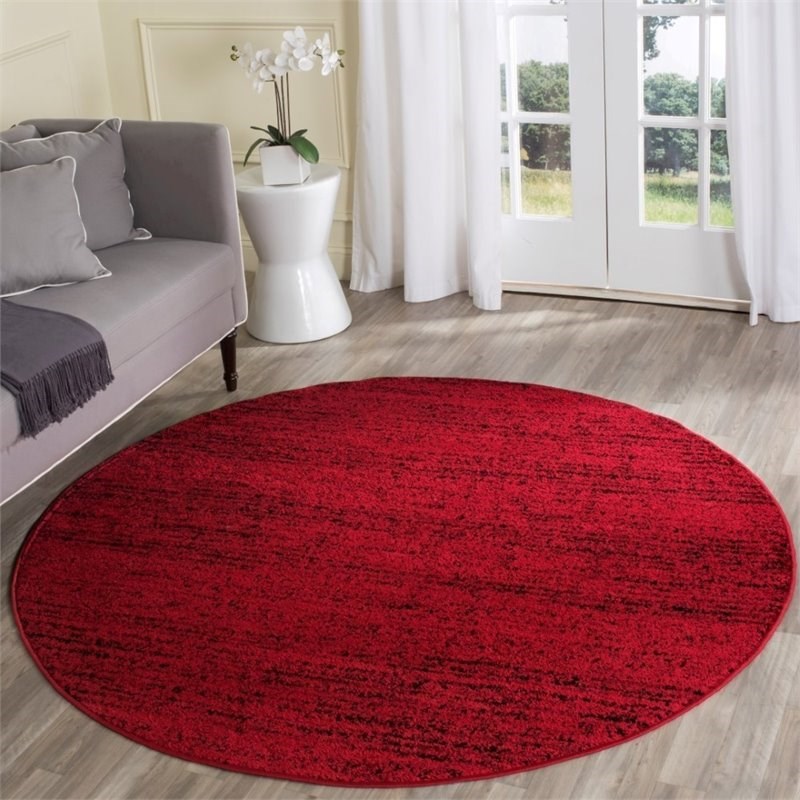 Safavieh Adirondack 6' Round Power Loomed Rug in Red and Black