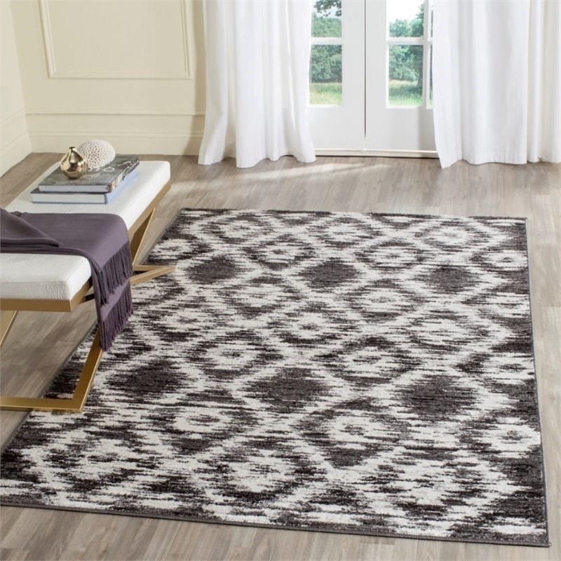 Safavieh Adirondack 4' X 6' Power Loomed Rug in Charcoal and Ivory