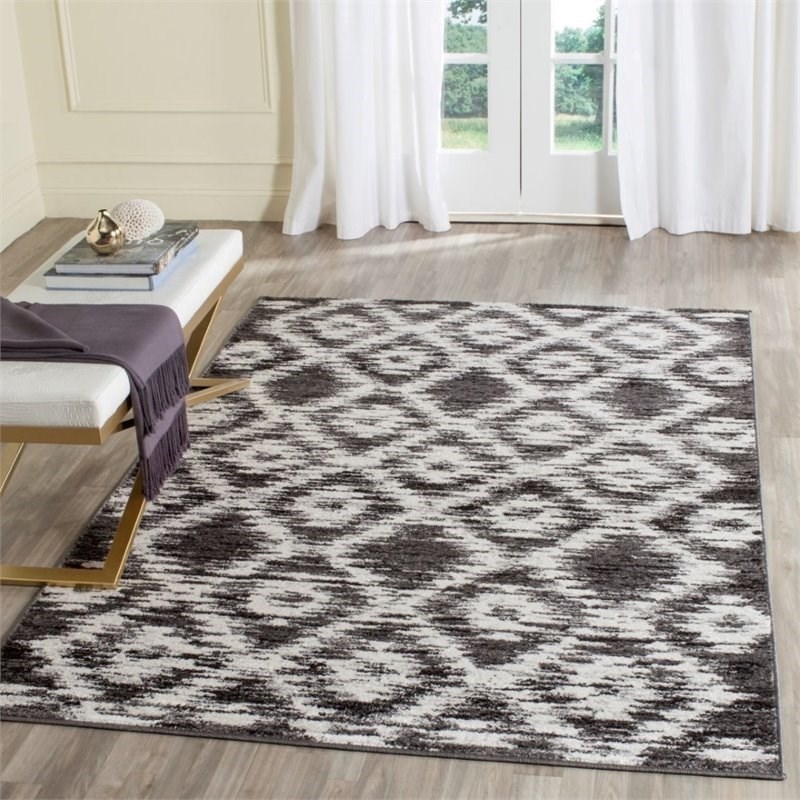 Safavieh Adirondack 9' X 12' Power Loomed Rug in Charcoal and Ivory