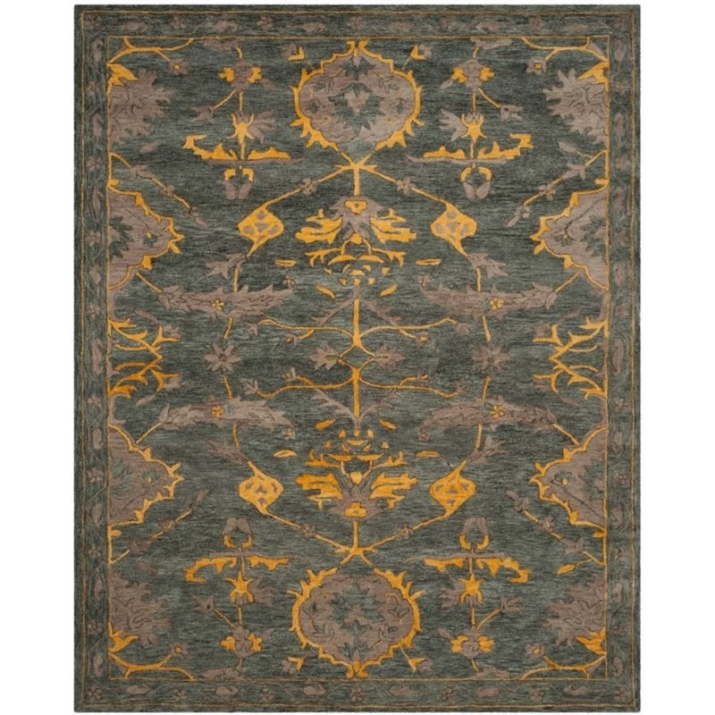 Safavieh Bella 6' X 9' Hand Tufted Wool Rug in Blue Gray and Gold