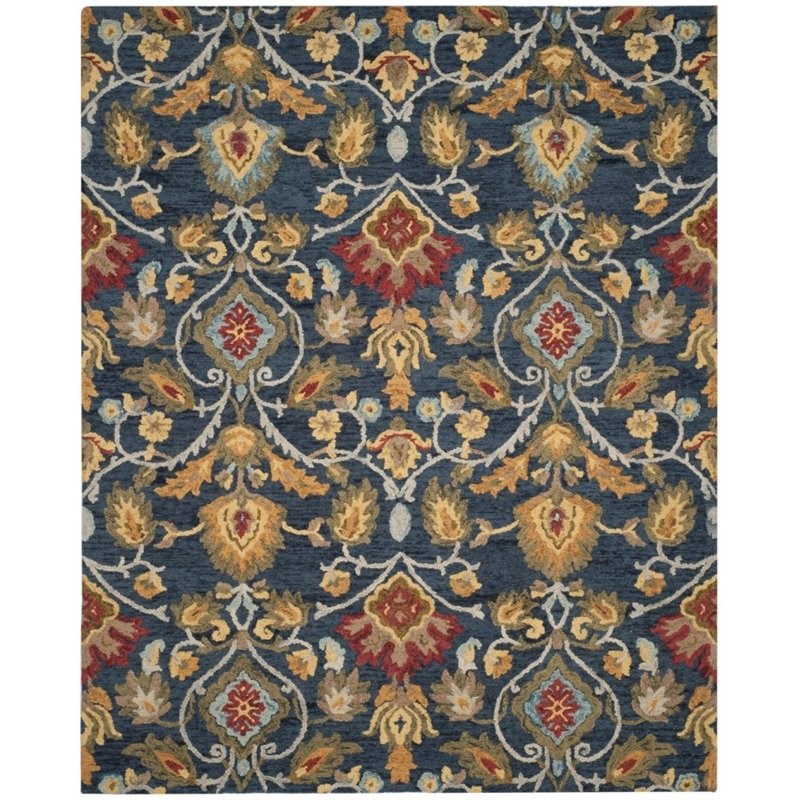Safavieh Blossom 4' X 6' Hand Hooked Wool Rug in Navy