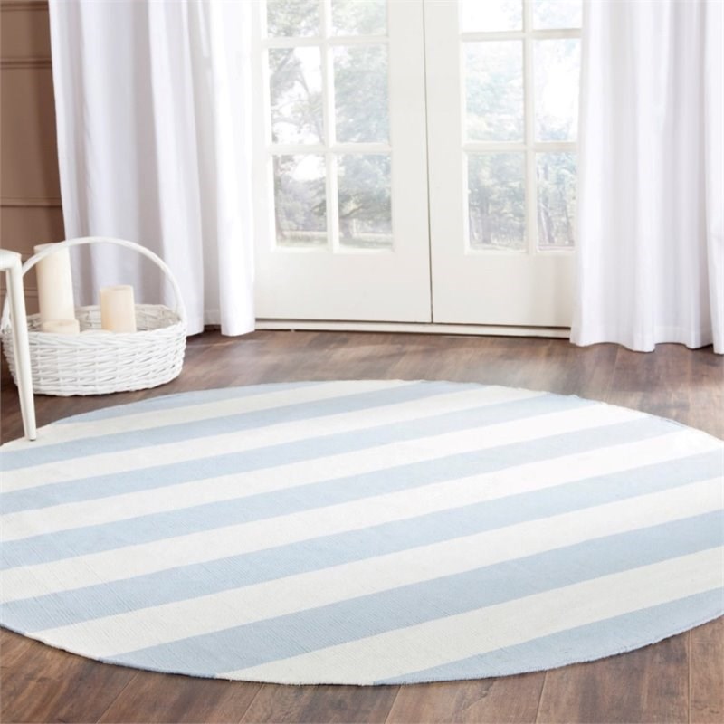 Safavieh Montauk 6' X 9' Hand Woven Cotton Rug in Sky Blue and Ivory
