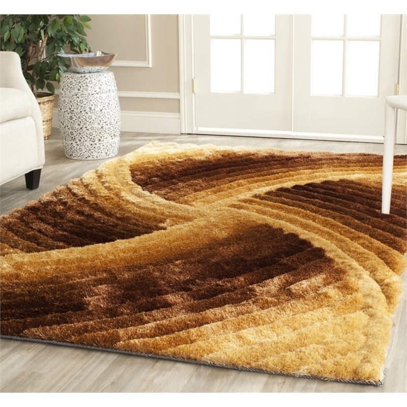 Safavieh 3D Shag 6' Square Hand Tufted Rug in Mink