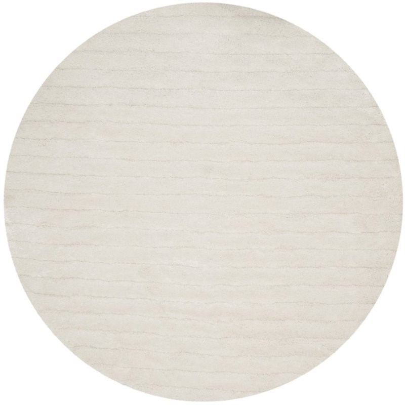 Safavieh 3D Shag 6' Round Hand Tufted Rug in Pearl