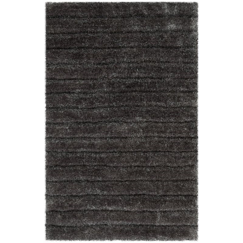 Safavieh 3D Shag 6' Round Hand Tufted Rug in Silver