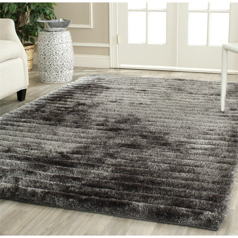 Safavieh 3D Shag 6' Square Hand Tufted Rug in Silver