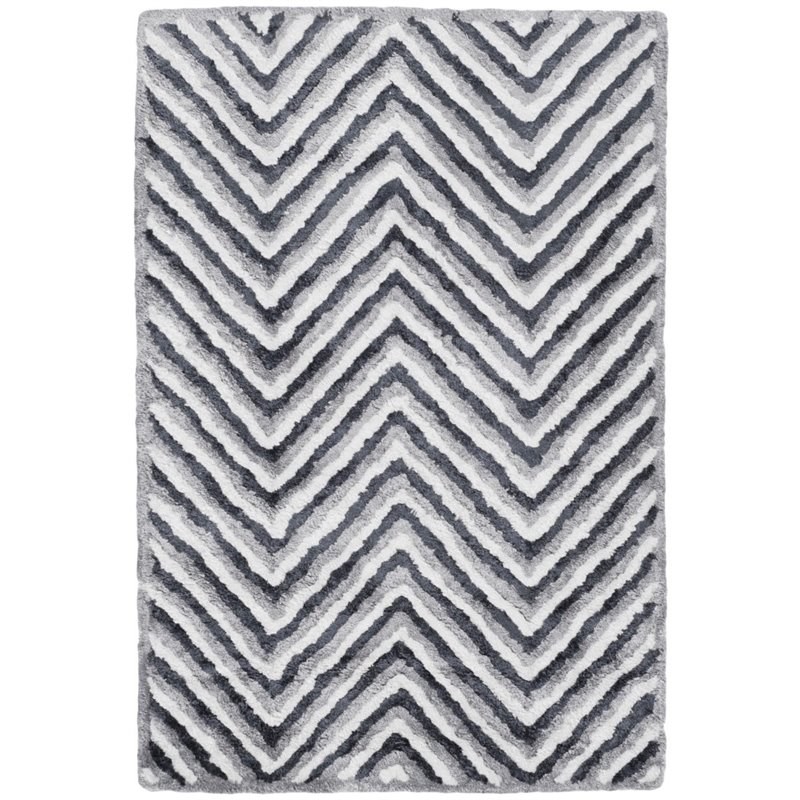 Safavieh Soho 6' Round Hand Tufted Wool Rug in Ivory and Gray