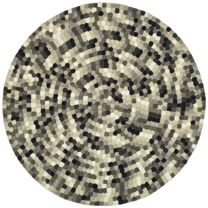 Safavieh Soho 8' Round Hand Tufted Wool Rug in Ivory and Gray