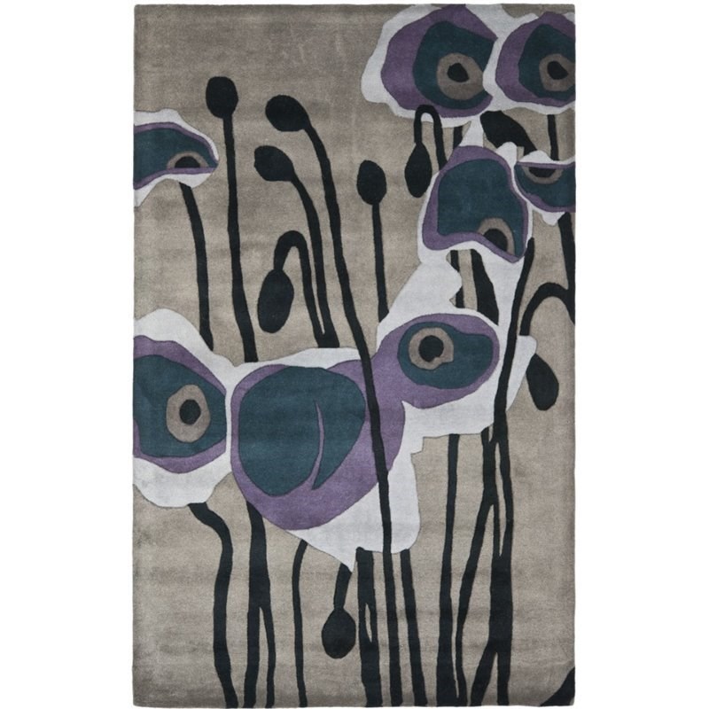 Safavieh Soho 6' Square Hand Tufted Wool Rug in Gray and Blue
