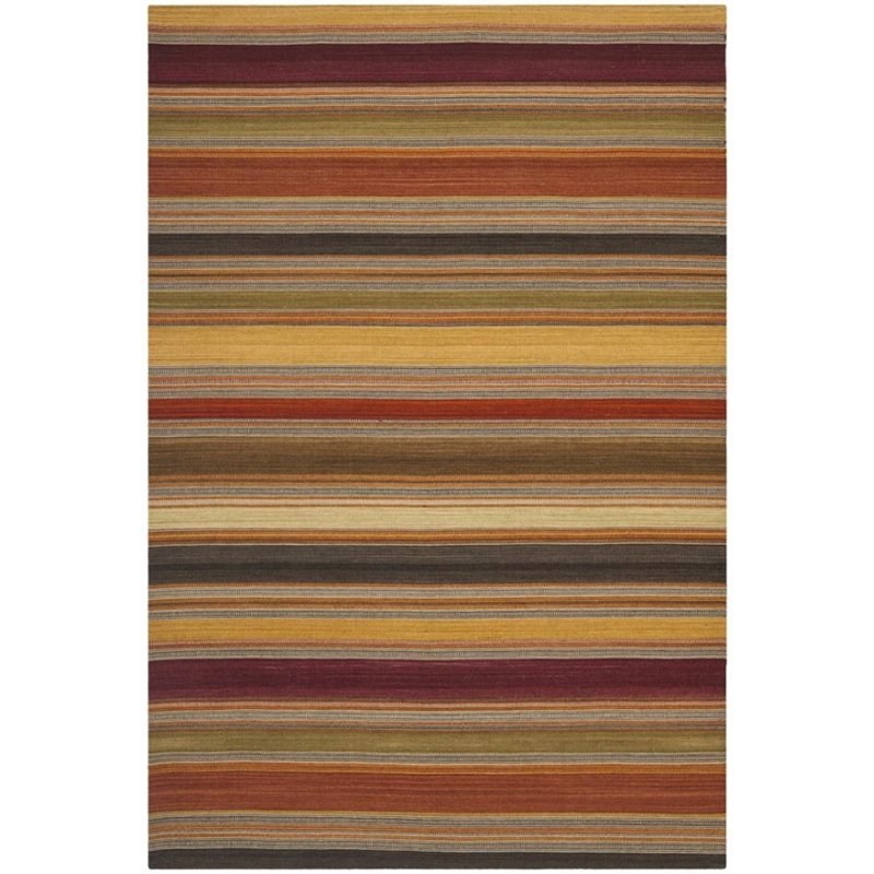 Safavieh Striped Kilim 5' X 8' Hand Woven Wool Pile Rug in Gold