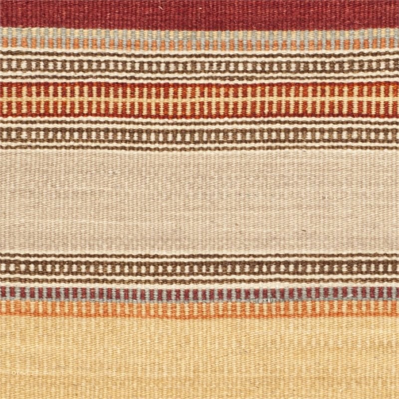 Safavieh Striped Kilim 5' X 8' Hand Woven Wool Pile Rug in Green