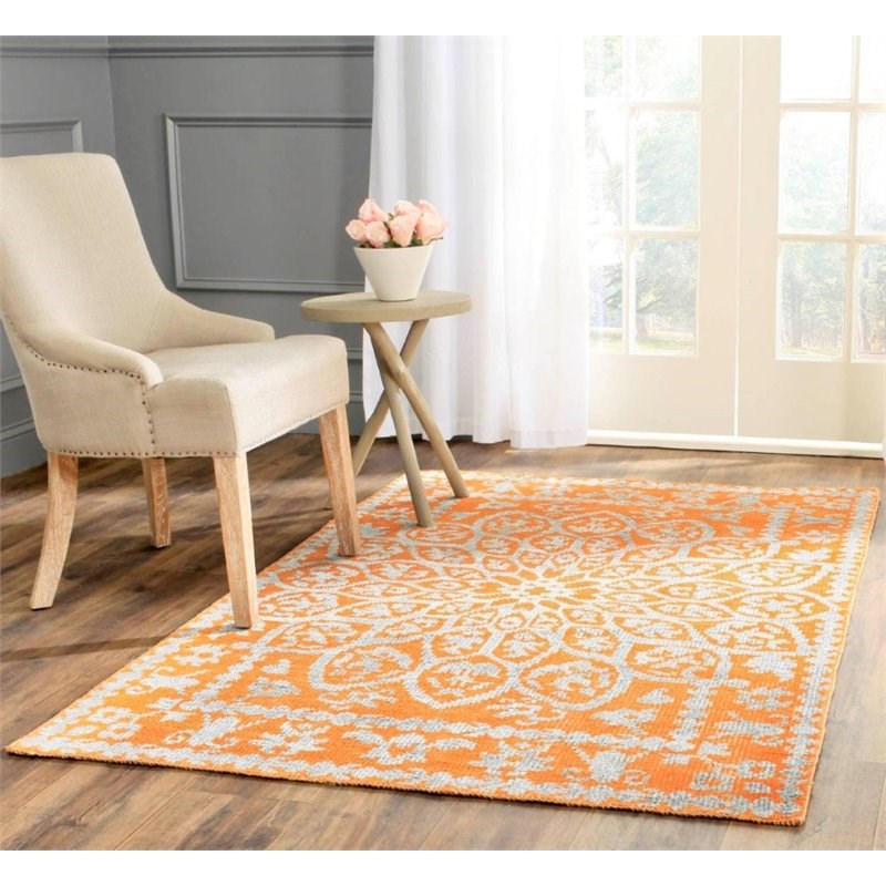 Safavieh Stone Wash 6' Round Hand Knotted Rug in Copper