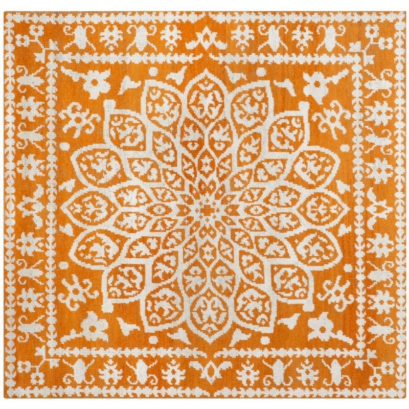 Safavieh Stone Wash 6' Round Hand Knotted Rug in Copper