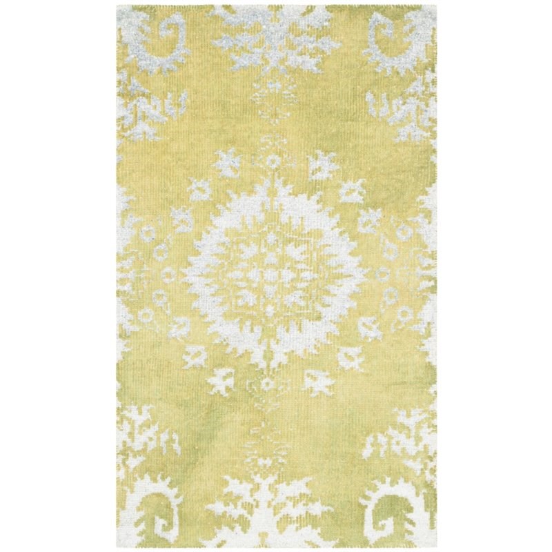 Safavieh Stone Wash 3' X 5' Hand Knotted Rug in Chartreuse