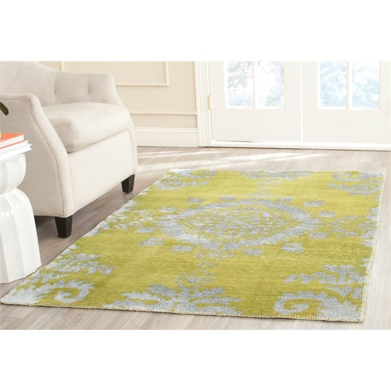 Safavieh Stone Wash 9' X 12' Hand Knotted Rug in Chartreuse