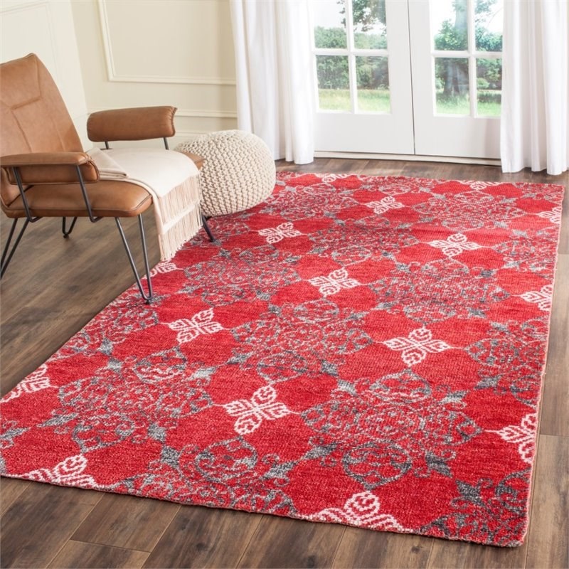 Safavieh Stone Wash 8' X 10' Hand Knotted Rug in Red and Ivory