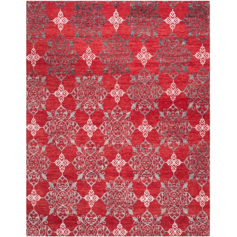 Safavieh Stone Wash 8' X 10' Hand Knotted Rug in Red and Ivory