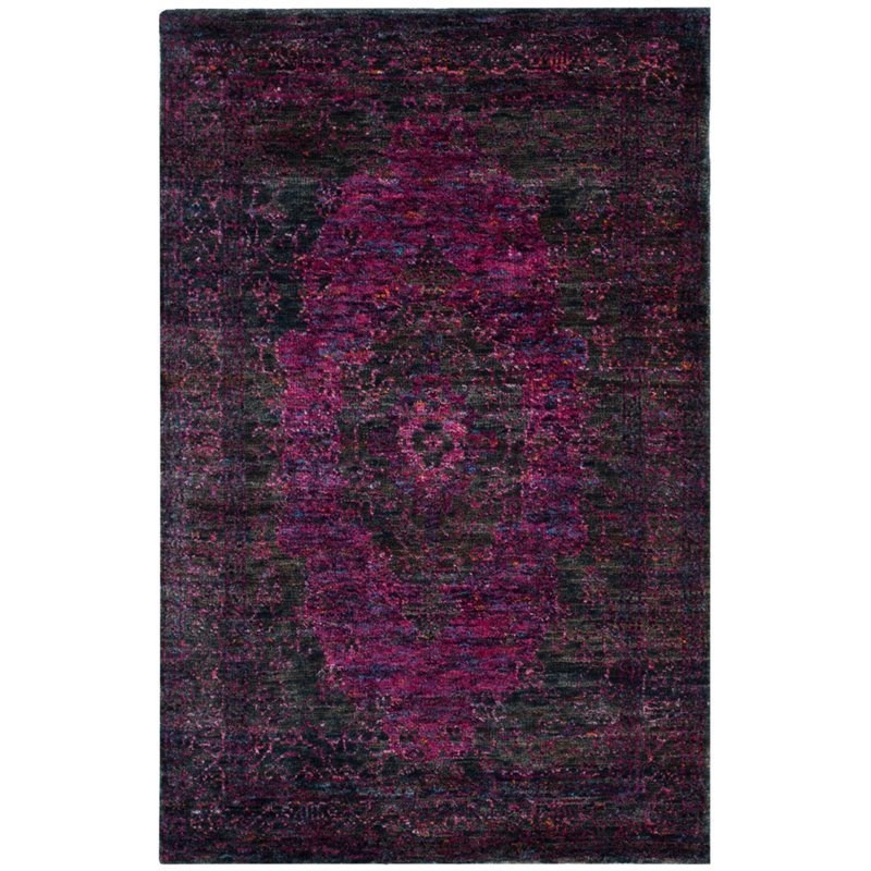 Safavieh Tangier 8' X 10' Hand Knotted Rug in Slate Blue and Fuchsia