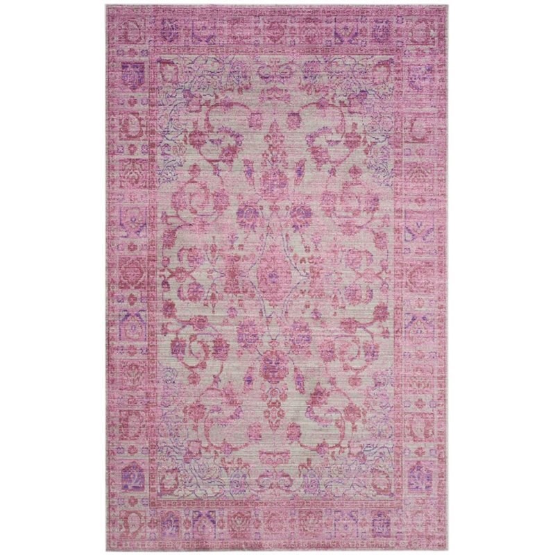 Safavieh Valencia 5' X 8' Power Loomed Polyester Rug in Pink