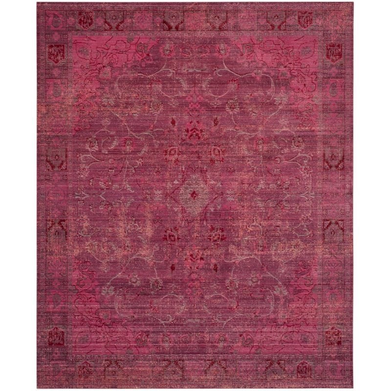 Safavieh Valencia 5' X 8' Power Loomed Polyester Rug in Red and Red