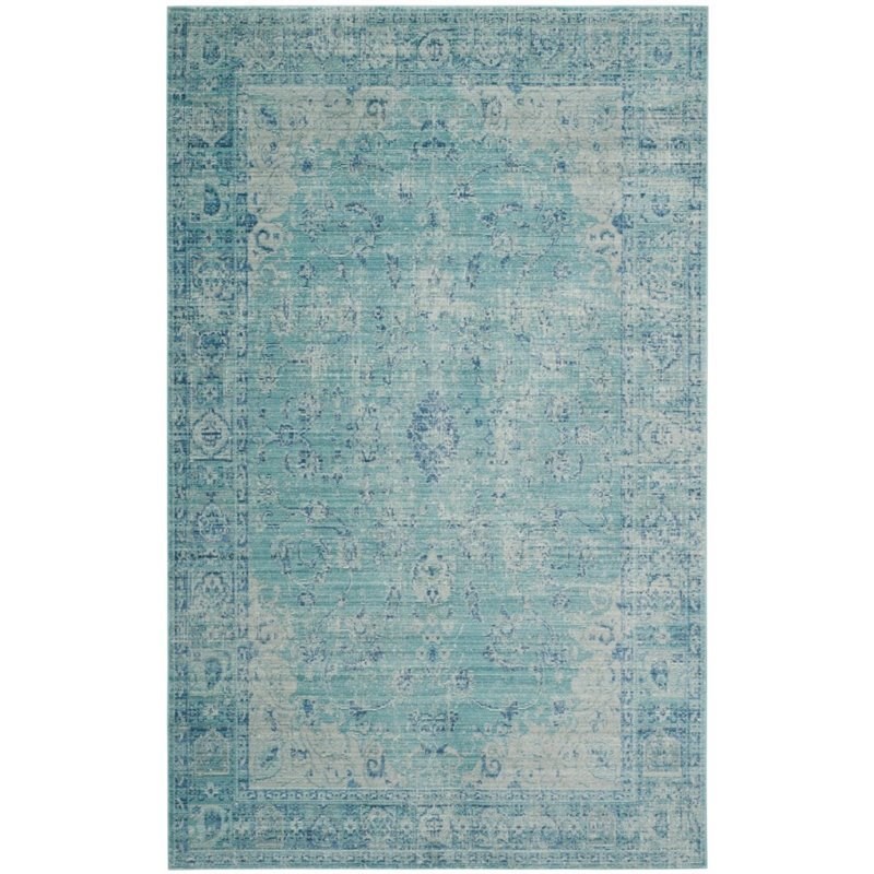 Safavieh Valencia 3' X 5' Power Loomed Polyester Rug in Teal