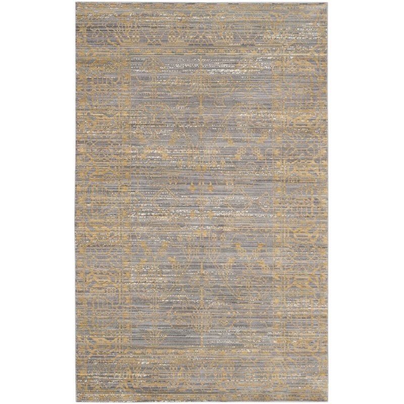 Safavieh Valencia 2' X 3' Power Loomed Polyester Rug in Gray and Gold