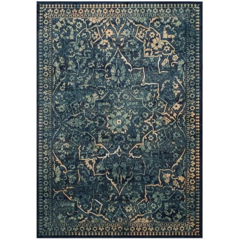 Safavieh Vintage 2' X 3' Power Loomed Rug in Blue and Yellow