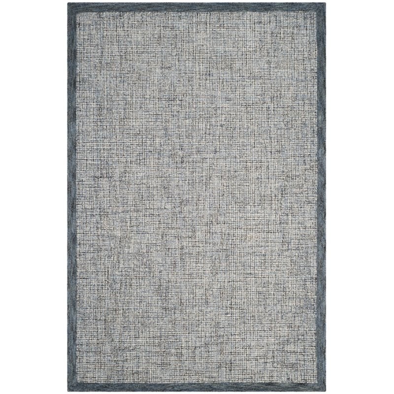 Safavieh Abstract 6' X 9' Hand Tufted Wool Rug in Navy and Ivory