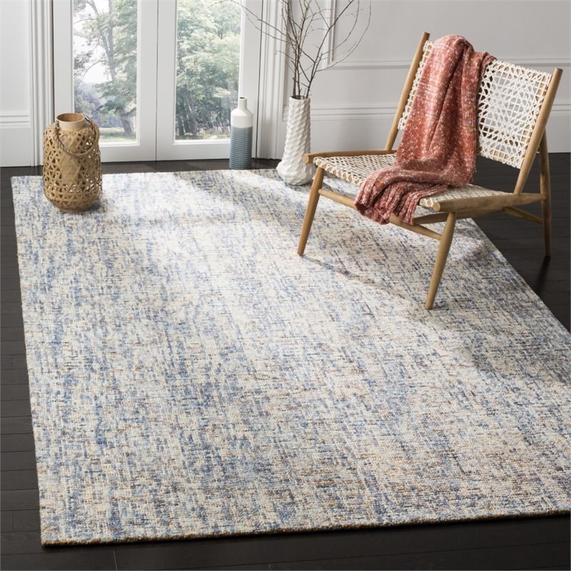 Safavieh Abstract 4' X 6' Hand Tufted Wool Rug in Dark Blue and Rust
