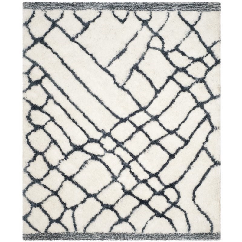 Safavieh Toronto Shag 8' X 10' Hand Tufted Rug in Ivory and Blue