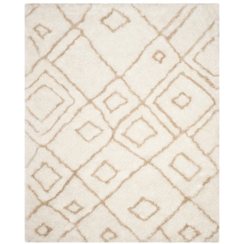 Safavieh Toronto Shag 8' X 10' Hand Tufted Rug in Ivory and Beige