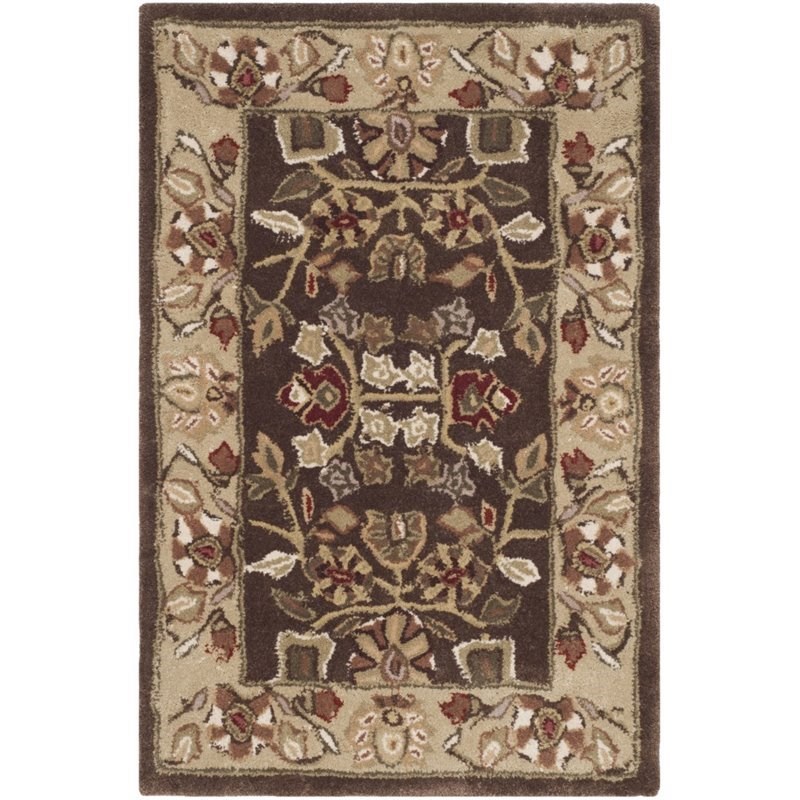 Safavieh Total Performance 4' X 6' Hand Hooked Rug in Brown and Green