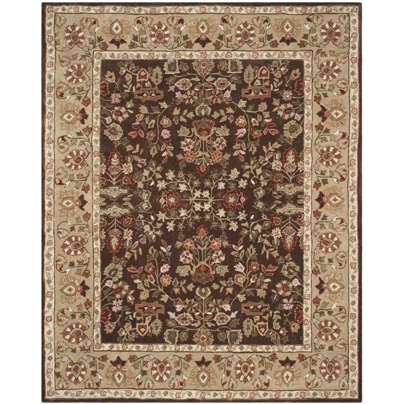 Safavieh Total Performance 8' X 10' Hand Hooked Rug in Brown and Green