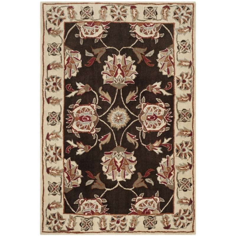 Safavieh Total Performance 4' X 6' Hand Hooked Rug in Brown and Ivory