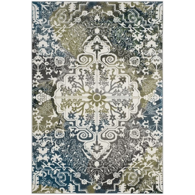 Safavieh Watercolor 4' X 6' Rug in Ivory and Peacock Blue