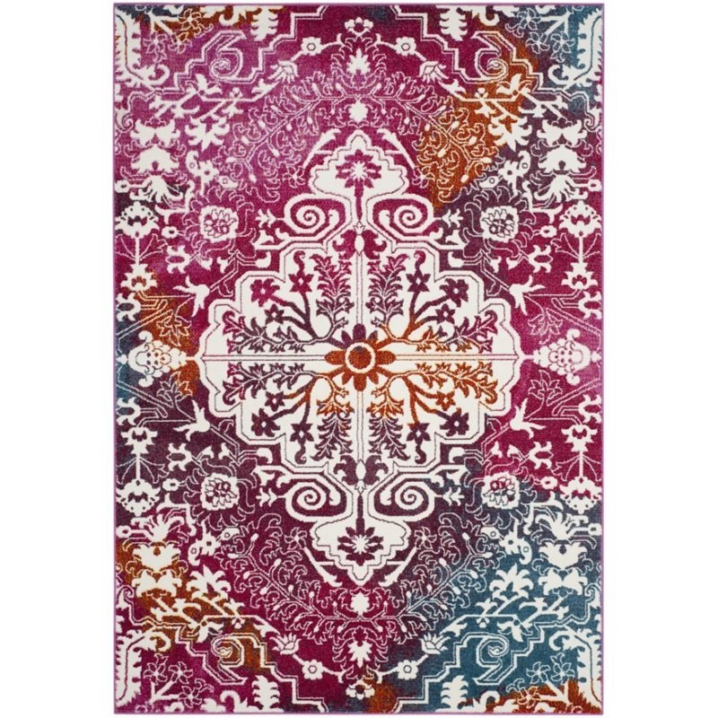 Safavieh Watercolor 4' X 6' Rug in Ivory and Fuchsia