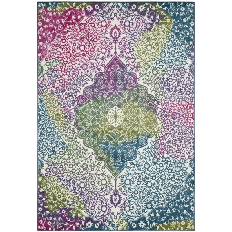 Safavieh Watercolor 4' X 6' Rug in Ivory and Teal
