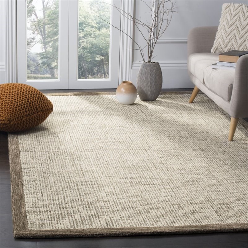 Safavieh Abstract 8' x 10' Hand Tufted Wool Rug in Brown and Ivory