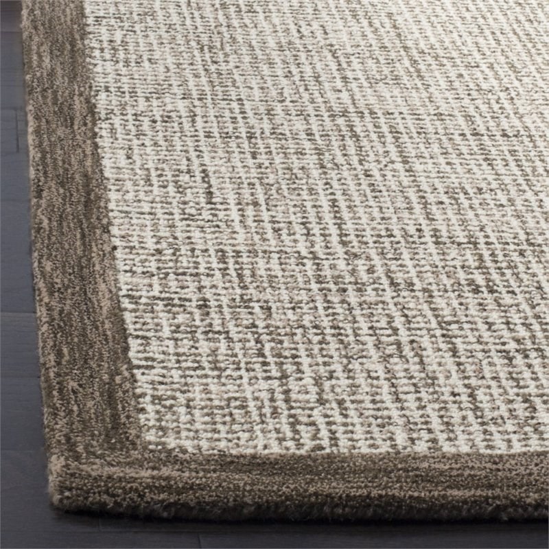 Safavieh Abstract 8' x 10' Hand Tufted Wool Rug in Brown and Ivory