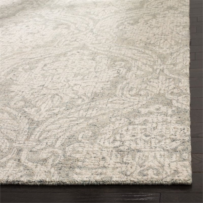 Safavieh Abstract 4' x 6' Hand Tufted Wool Rug in Gray and Ivory