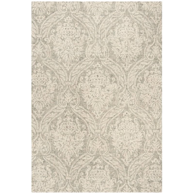 Safavieh Abstract 4' x 6' Hand Tufted Wool Rug in Gray and Ivory