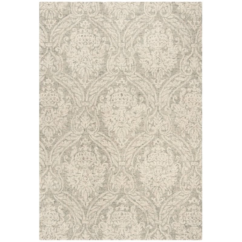 Safavieh Abstract 6' x 9' Hand Tufted Wool Rug in Gray and Ivory