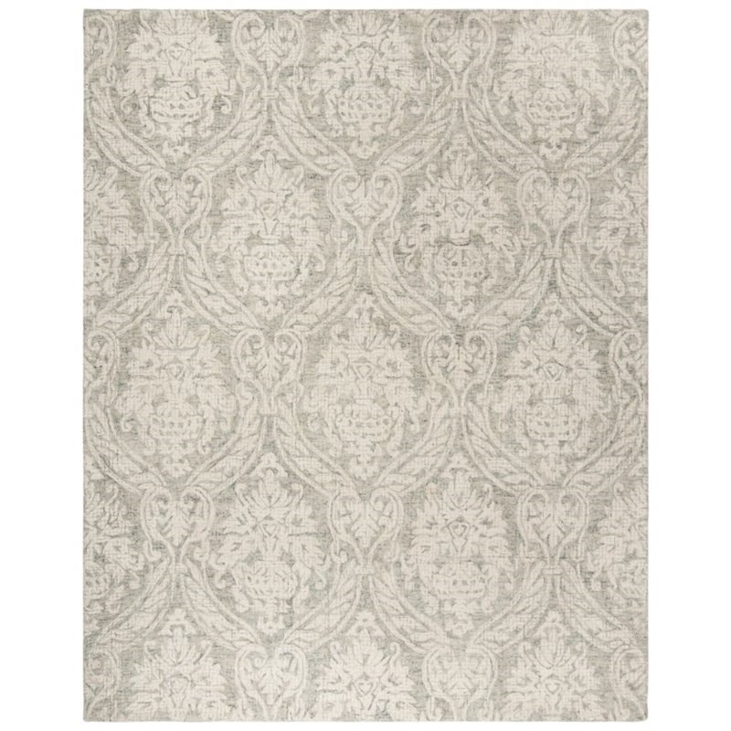 Safavieh Abstract 8' x 10' Hand Tufted Wool Rug in Gray and Ivory