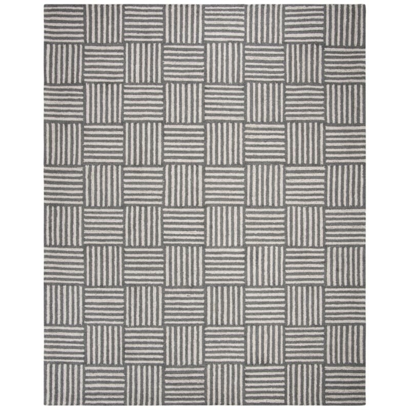 Safavieh Abstract 4' x 6' Hand Tufted Wool Rug in Ivory and Dark Gray