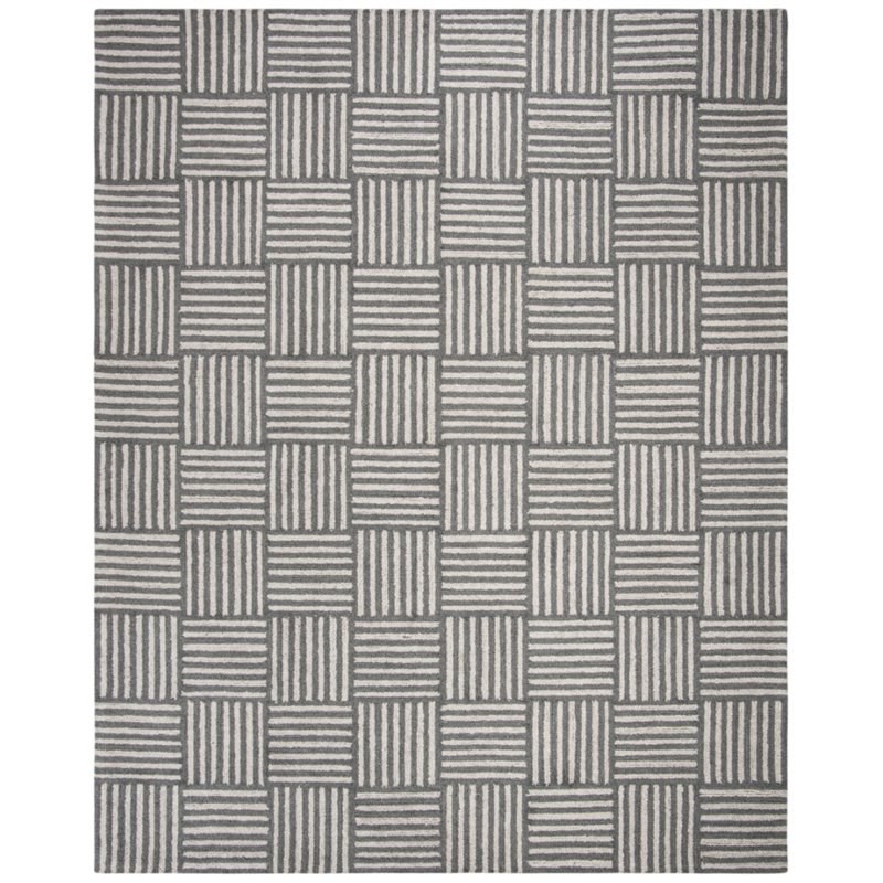 Safavieh Abstract 8' x 10' Hand Tufted Wool Rug in Ivory and Dark Gray