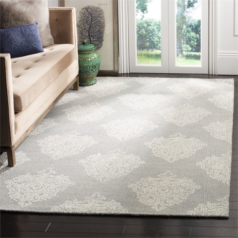 Safavieh Abstract 5' x 8' Hand Tufted Wool Rug in Aqua and Ivory