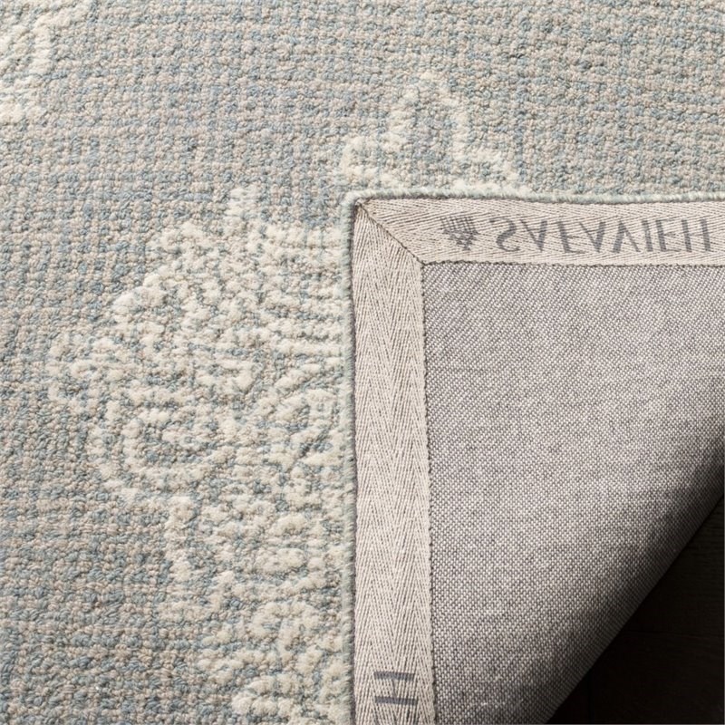 Safavieh Abstract 5' x 8' Hand Tufted Wool Rug in Aqua and Ivory