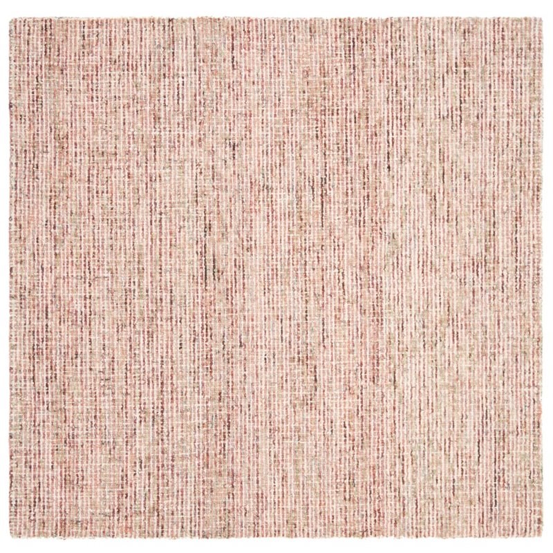 Safavieh Abstract 6' Square Hand Tufted Wool Rug in Beige and Rust